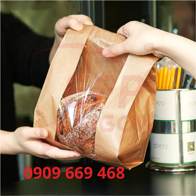 Túi Giấy Bánh Mì Hoa Cúc Có Cửa Sổ – Bao Bì Đựng Bánh Ngọt, Bánh Nướng
